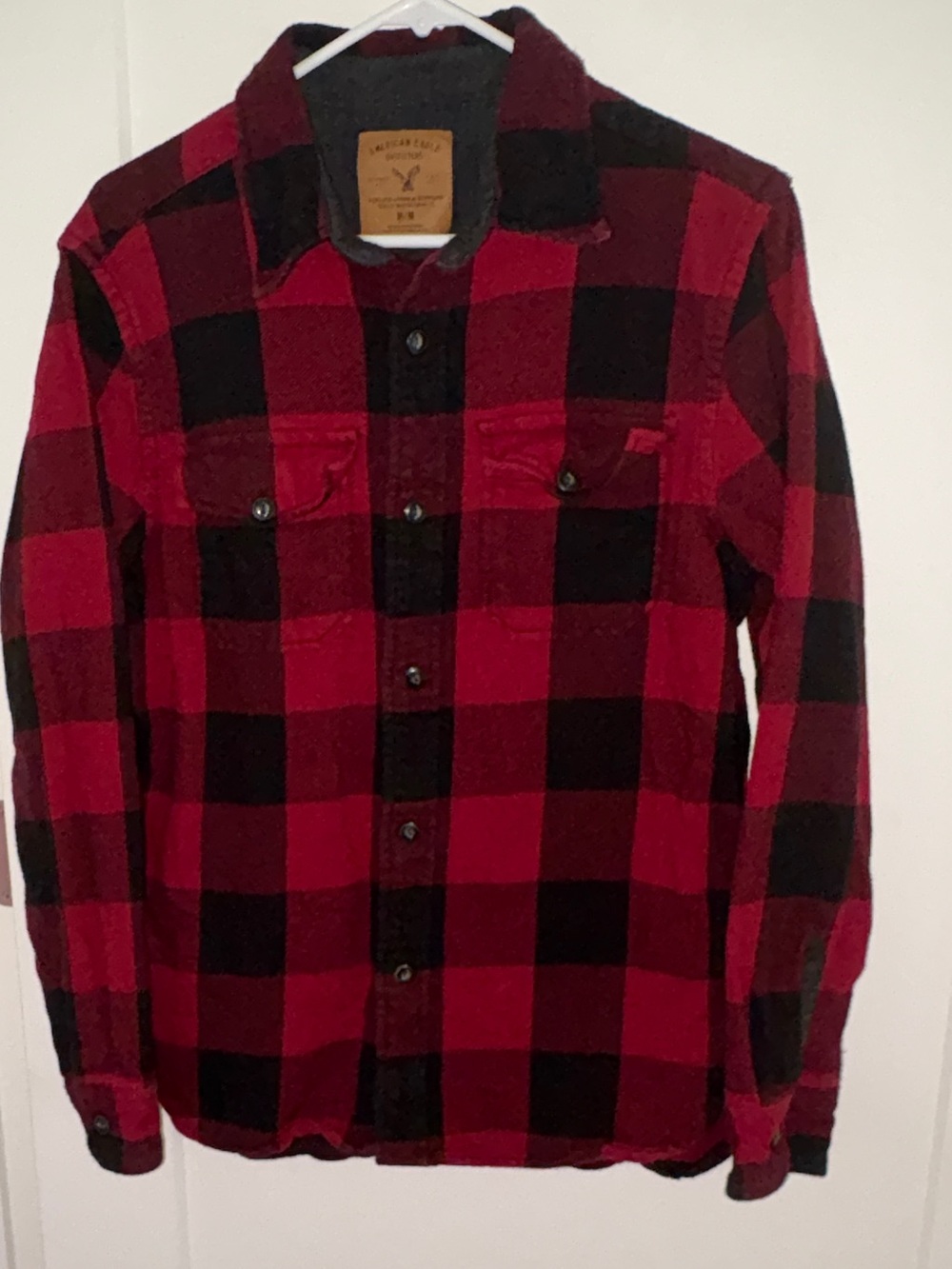 American Eagle heavy weight buffalo plaid flannel shirt men's M EUC